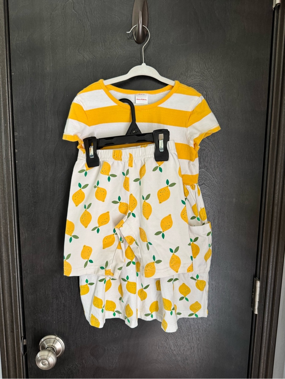 Hanna Andersson Yellow and White Lemon Print Girls Matching Set